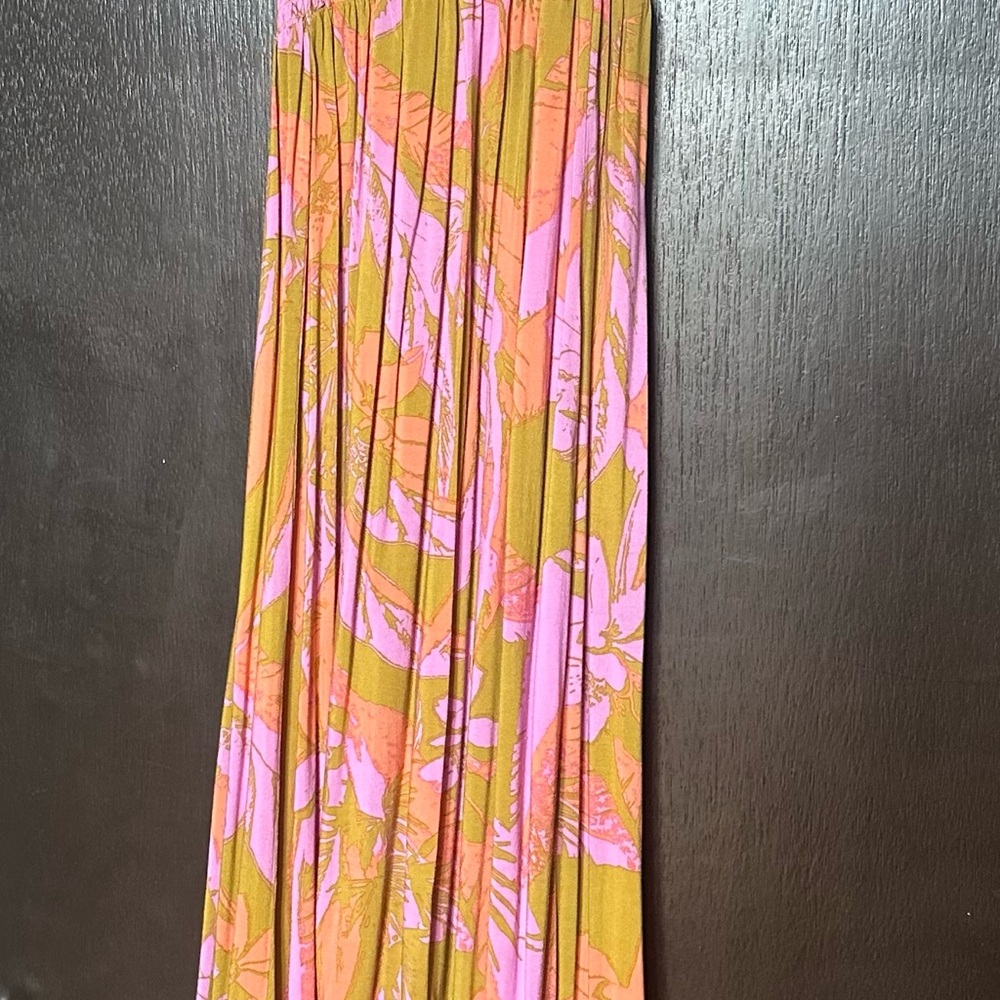 Free People Pink and Gold Maxi Skirt